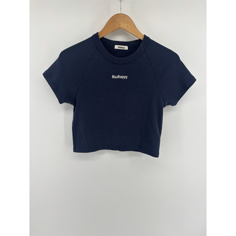 Madhappy Classics Ribbed Baby Tee Sz XL Embroidered Short Sleeve Cropped